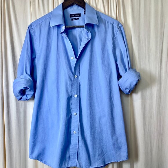 Nautica Blue Button Down Shirt Large - Picture 8 of 8